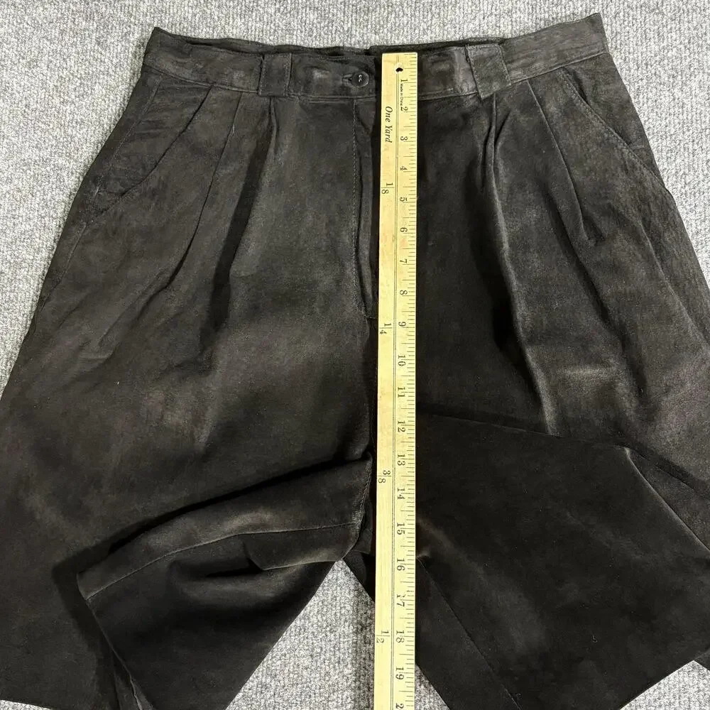 Evan Davies Shorts Womens 14 Black Leather Culotte Pleated High Rise Lined